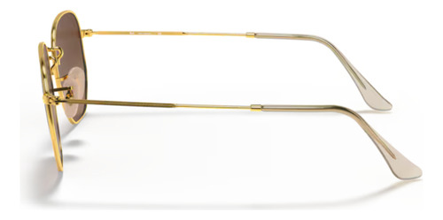 Óculos de sol Ray-Ban Round Hexagonal Flat Lenses tamanho Extra large armação polished gold y lente brown