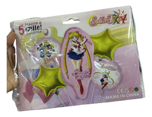 Set Globos Metalizados Sailor Moon X5 Unidades