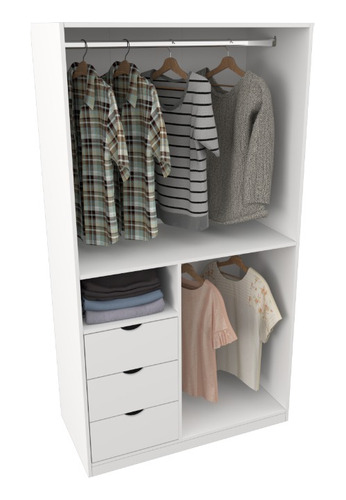 Armário Cabideiro Gaveta Misto M19 100% Mdf Closet / Arara Cor Branco