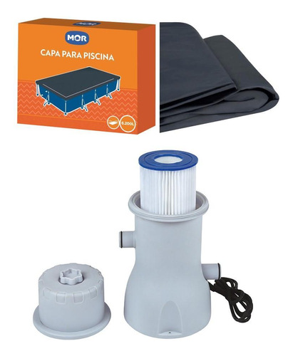 Kit Filtro Bomba 3600 L/h + Capa Para Piscina 6200l - 220v