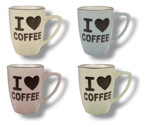 Set De 4 Tazas Haus Cerámica Para Café