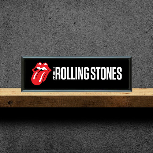Cuadro Decorativo Rolling Stones Con Vidrio 10 X 40 Cm
