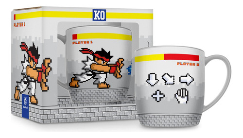 Caneca Porcelana Cafe Urban 360ml - Game Street - Hadouken Cor Cinza