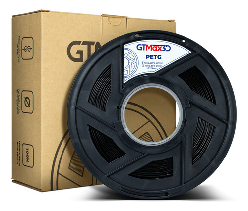 Filamento Petg 1.75mm 1kg - Impressão 3d - Gtmax3d Preto