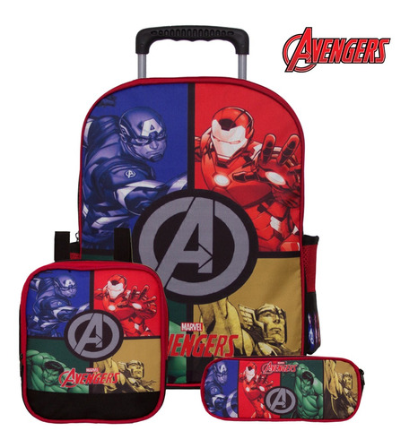 Kit Mochila Menino Infantil Escolar Vingadores 3 Pçs Toys 2u