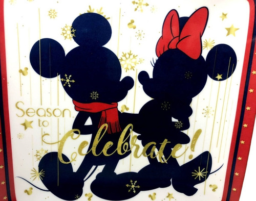 Conjunto 02 Pratos Decorativos Mickey E Minnie Natal Disney