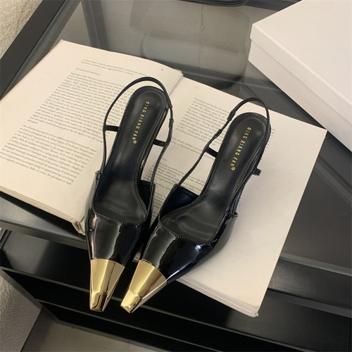 Sandalias De Tacón Alto Con Punta Puntiaguda - Zapatos De Mo