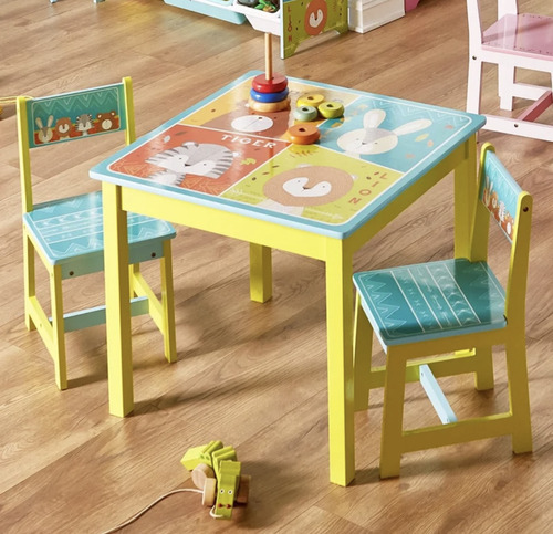 Juego De Mesa Y Silla Comedor Para Niños De Animalitos Zoo