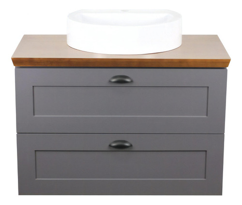 Gabinete Nordic Provence 2 Gavetas 80cm Completo Mazzu Cor do móvel Grafite/Ipê