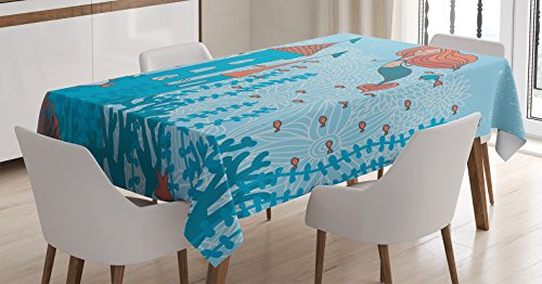 Ambesonne Mermaid Tablecloth, Art Of Little Mermaid Fua16