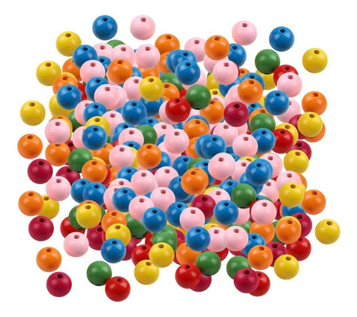 500 Perlas De Madera Impresas En Color Natural De 12 Mm