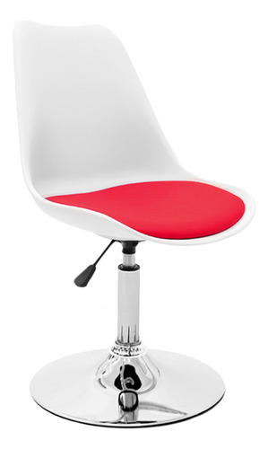 Silla Tulip Eames Para Escritorio Con Base Fija Newmo Blanca De Asiento Rojo