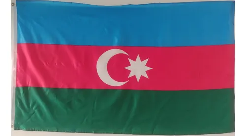 Bandera Azerbaijan Doble Faz Tamaño 90 X150cm Tela Poliester