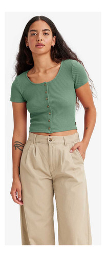 Camiseta Cropped Levi's® Rach Manga Curta Verde A33890009