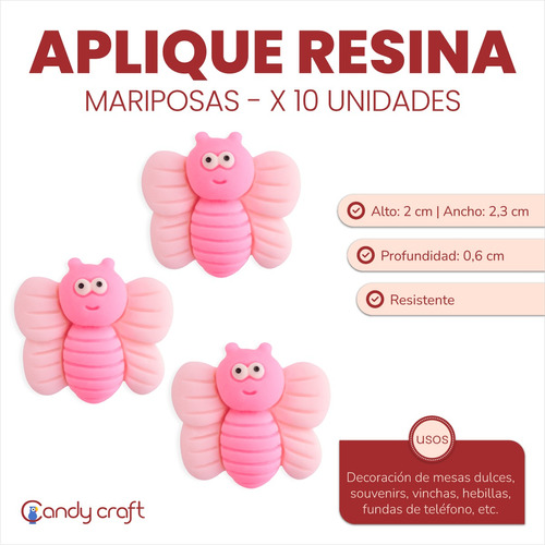 Aplique De Resina Mariposas X 10 Unidades Deco Souvenirs