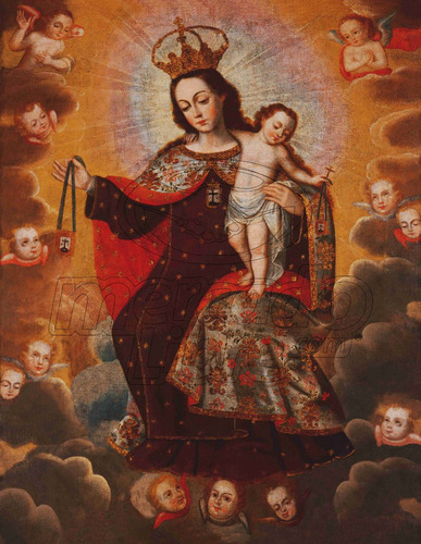 Lienzo Tela Canva La Virgen Del Carmen Arte Sacro 90 X 117