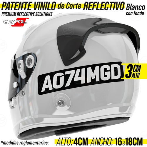Pack X2 Patente Reflectivo Vinilo Adhesivo Moto Casco Ley
