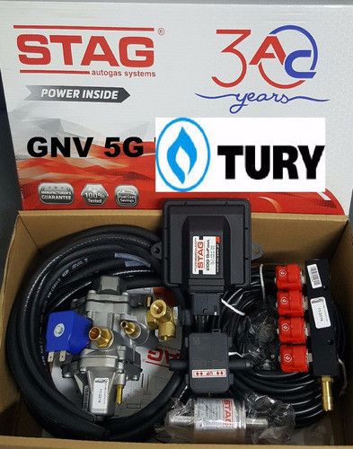 Kit Gnv Tury 5g 4 Cils Stag Original + Válvula + Tubo