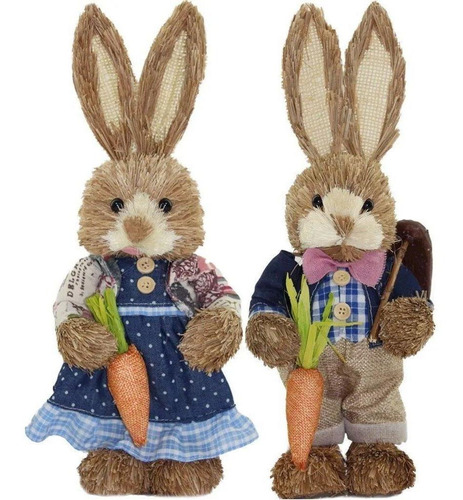 Casal De Coelhos De Páscoa Decoração Enfeite Coelhinhos - 33