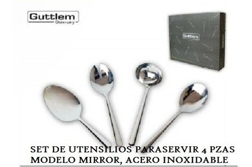 Set Utensilios Servir Mirror Guttlem 4 Pzas Acero Inox 38v