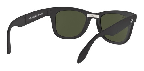 Imagen 5 de 8 de Anteojos de sol Ray-Ban Wayfarer Folding Classic Large con marco de nailon color matte black, lente green de cristal clásica, varilla matte black de nailon - RB4105