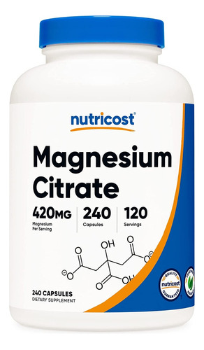 Nutricost Citrato De Magnesio 240 Cápsulas U S A Original