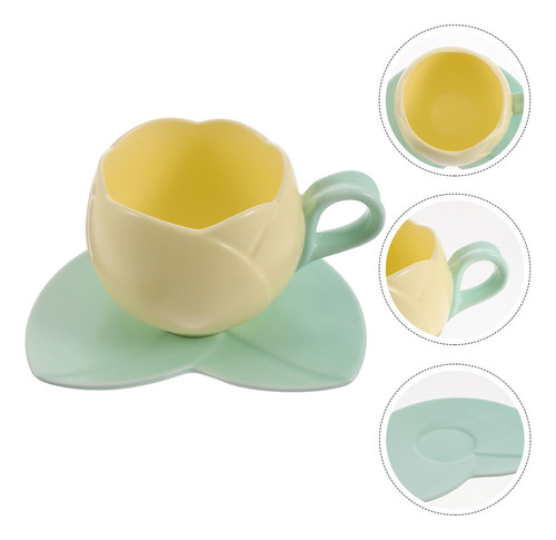 Juego De Tazas De Café De Cerámica Con Diseño De Tulipán New