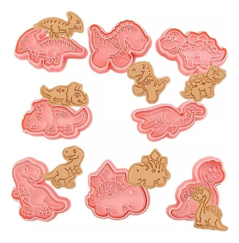 X8 Cortador Galletas Cortadores Galletas Moldes Dinosaurio Color Rosa