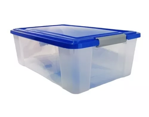 Caja Organizadora Plástica 37 Lts Transparente Con Tapa