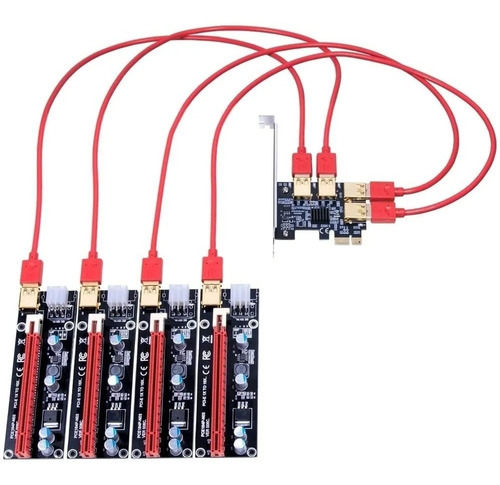 Imagen 7 de 10 de Adaptador Pcie 1x A 4 Usb Multiplicador Riser Mineria Cripto