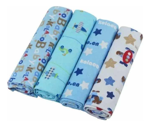 Set 4 Mantas Franela Tutos Bebe Pañales Tela Estampados Bebé