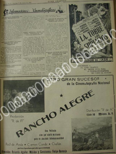 Cartel De La Pelicula. Rancho Alegre 1941 Y La Torre De Los