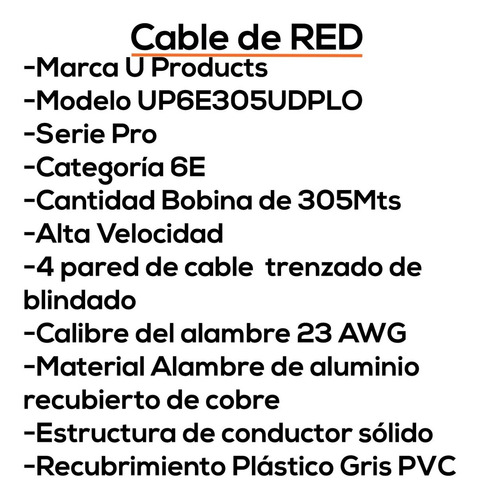 Imagen 3 de 9 de Cable Utp Cat6e Bobina 305 Mts Camara Redes Lan Cctv Bagc