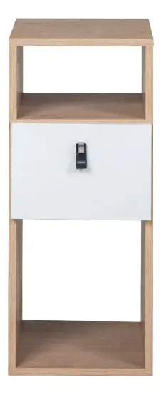 Mesa De Luz Leggero 1 Cajon 2 Espacios Melamina Ricchezze Mate Roble Kendal Natural/blanco Texturado