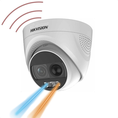 Camara Domo Exterior Hikvision 2mp 2 Luz Alarma Sirena Flash