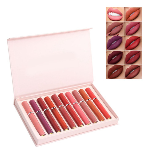 10pcs Matte Lápiz Labial Líquido Set De Maquillaje