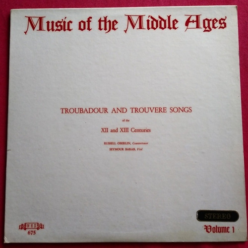 Music Of The Middle Ages Troubadour And Trouvere Songs, Lea
