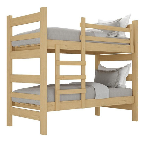 Beliche Madeira Maciça - vira 2 Camas - para Colchão 78/88 x 188cm Dubai Multimóveis CR4137 Natural