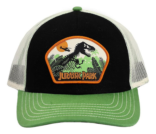 Gorra Camionero Lona Lavada Jurassic Park Con Parche Bordado