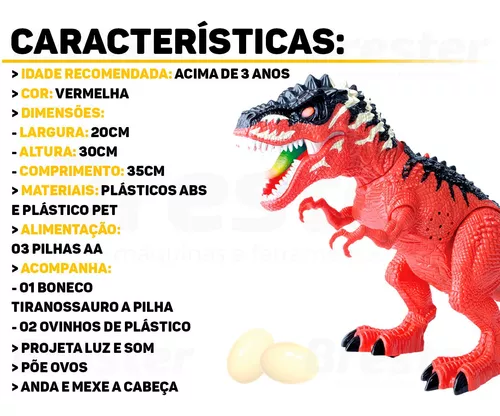 Dinossauro Rex de Brinquedo Anda Som e Luz Tiranossauro