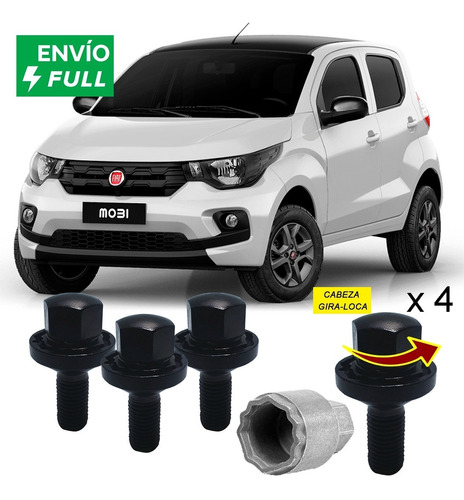 Set 4 Tuercas Seguridad Fiat Mobi 12 X 1.25