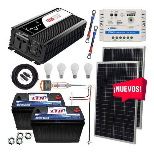 Kit Solar 1100 Watts Lth Inversor 600w Onda Pura Pwm Sd