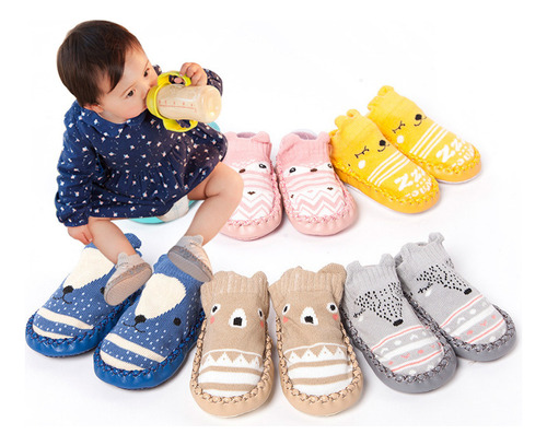 4 Par Zapatitos, Pantufla, Antiderrapante, Bebe, Niño, Anima