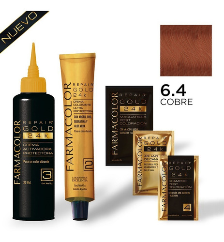 Imagen 3 de 3 de Farmacolor R Gold Cobre N° 6.4 X 1 Estuche. De Fábrica.