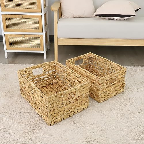 Cesta Rectangular De Jacinto De Agua Con Asas