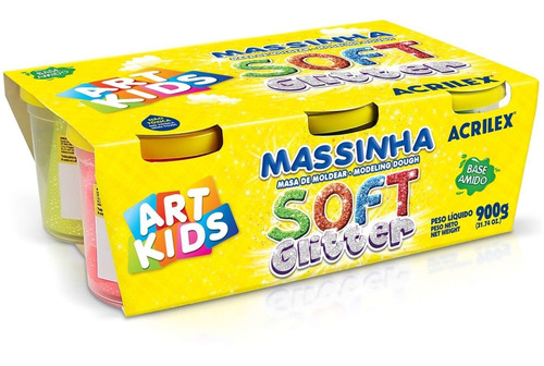 Massinha Soft Glitter Caixa 6 Cores Sortidas Acrilex 07366