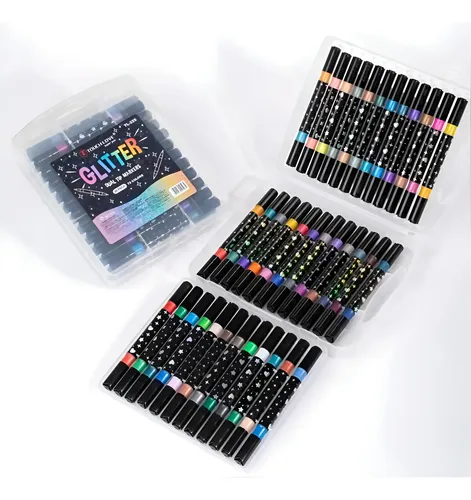 Kit de canetas metálicas com glitter coloridas