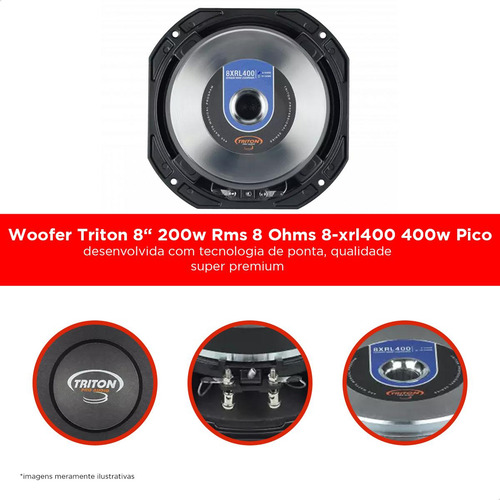 Woofer Triton 8 Polegadas 200w Rms 8 Ohms 8-xrl400 400w Pico
