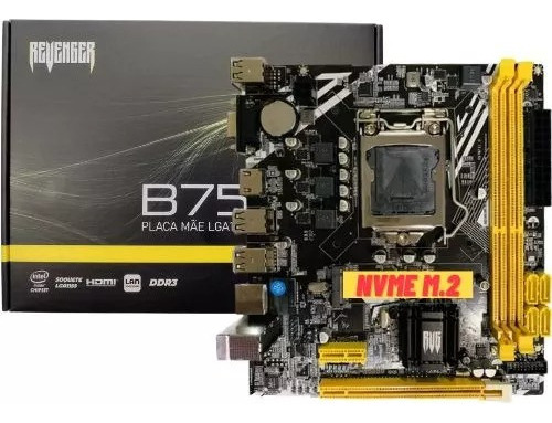 Placa Mãe Gamer Lga 1155 B75 Ddr3 M2 Nvme I3,i5,i7 Lan Giga