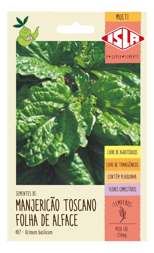 Sementes De Manjericao Toscano Folha De Alface Env C/ 250mg